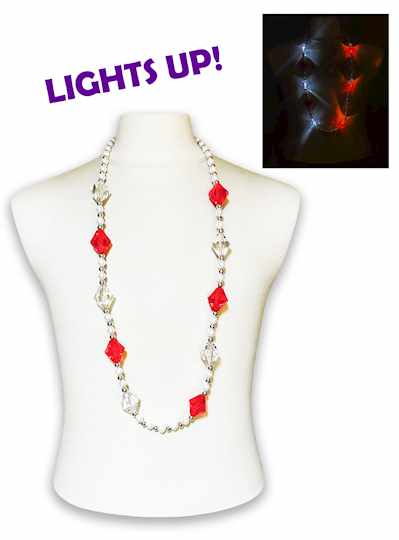 Blinking Red and Clear Diamonds on White Pearl Bea