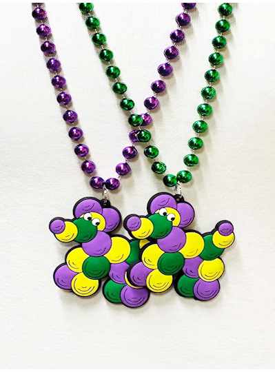 36" 10MM Purple and Green Beads with Bead Dog Magn