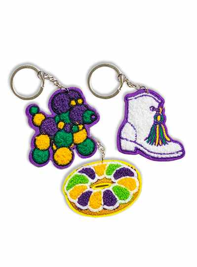 Plush Mardi Gras Bead Dog, Marching Boot & King Ca