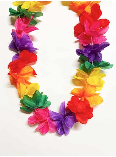 33" Hawaiian Lei Multicolor Flowers - DOZEN - 12 P