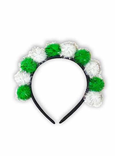 St. Patricks Day Green and White Pompom Headbands 