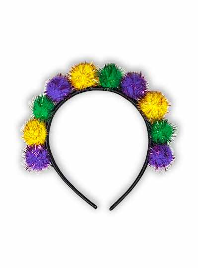 Mardi Gras Purple, Green and Gold Pompom Headbands