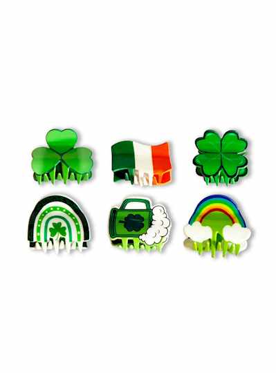 St. Patricks Day Hair Clips 6 Assorted Designs - D