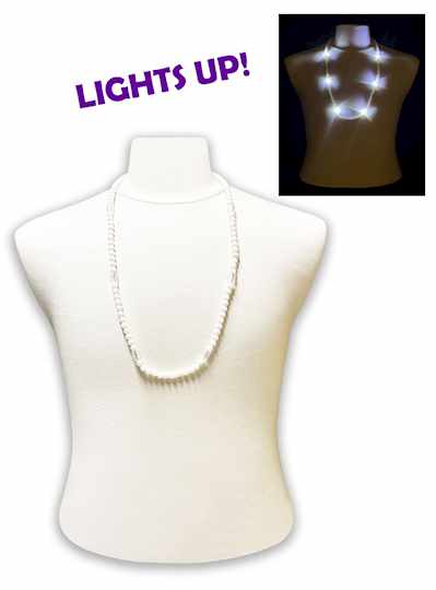 33" Silver Blinky Beads with 6  Flashing Lights - 