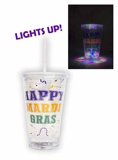 16oz "Happy Mardi Gras" LED Tumbler -EACH