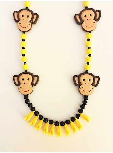 42" Monkey Face Beads with Bananas - SIX PIECES