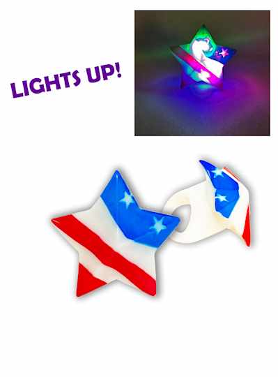 Light Up Red, White and Blue Patriotic Star Ring -