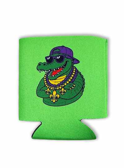 Mardi Gras Gator Green Can Holder - DOZEN - 12 PIE