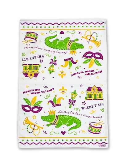 New Orleans Mardi Gras Kitchen Towel - DOZEN - 12 