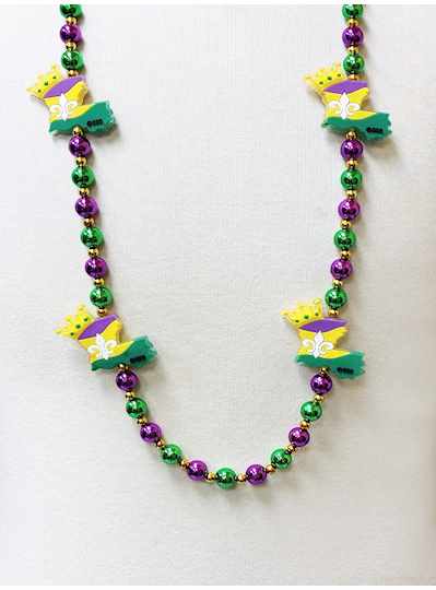 36" 12MM Purple & Green Beads w/ 4 Louisiana Boots