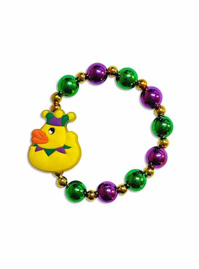 8" Mardi Gras Duck on Metallic Purple, Green & Gol