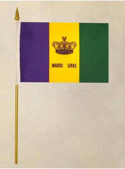 4" X 6" PGG Crown Mardi Gras Flag With Stick