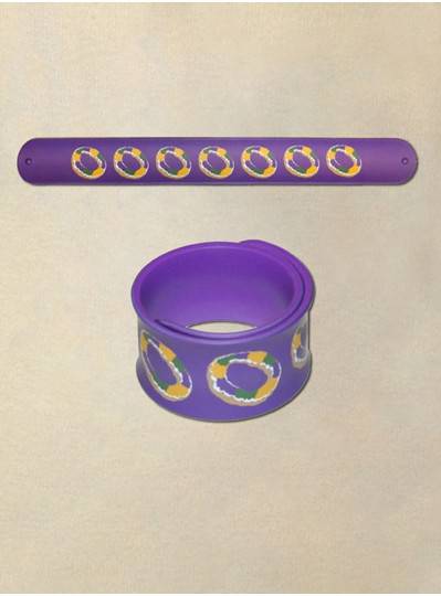 Fun Accessories - King Cake Mardi Gras Slap Bracelet