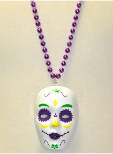 36" 10MM Purple, Green & Gold Large Day Of The Dead Mask
