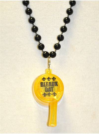 33" 7MM Black Bead with Yellow LED Whistle