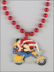 Pig On Motorcycle Red, White & Blue - CLONED - CLONED