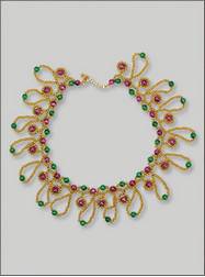 Beaded Choker Purple, Green & Gold