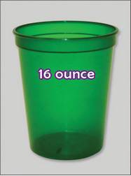 Plastic Cups 16 Ounce Green C-Thru