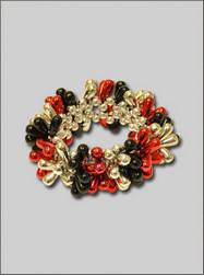 Teardrop Style Bracelets Black, Red & Silver