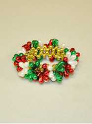 Beaded Bracelets Red, Green & White