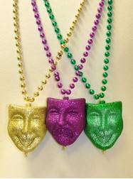 36" 10MM PGG Glitter  Comedy/Tragedy Mardi Gras Mask
