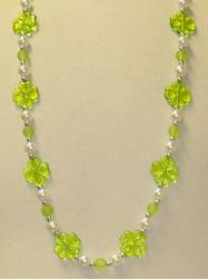 40" 12MM Irish Themes - St. Patricks Day Clover Bead. Hand Strung with Silver Spacers
