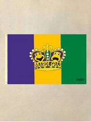 3 x 5 Purple, Gold and Green Flag with Comedy and Tragedy Crown