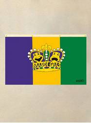 3 x 5 Purple, Gold and Green Flag with Comedy and Tragedy Crown