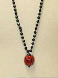36" 10MM Ladybug Strung on Black Beads
