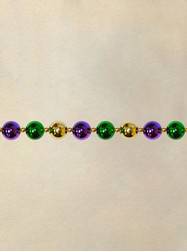 9 Purple, Green and Gold Round 30MM Beads with Gold Spacers