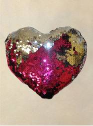 Plush Dolls & Toys - 8" Pink and Silver Sequin Heart Pillow