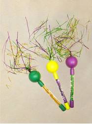 Mardi Gras Tinsel Maracas in Purple, Green and Gold