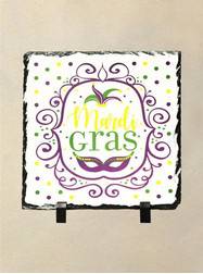 7.5" x 7.5" Happy Mardi Gras Slate Trivet