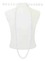 60" 12mm White Pearl Throw Beads - DOZEN - 12 Neck