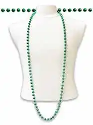 60" 12mm Round Metallic Green Throw Beads - DOZEN