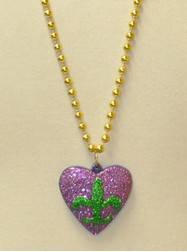 New Orleans Themed Glitter Heart with Fleur de Lis