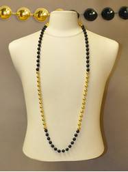 48" Inch 12mm Black & Gold Section Bead