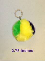 Purple, Green & Gold Pom Pom Keychain