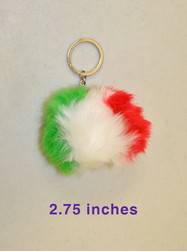 Red, White & Green Pom Pom Keychain