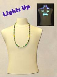 33" Purple, Green and Gold Blinky Bead with 6  Flashing Lights