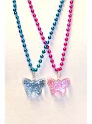 33" 7MM Glitter Butterflies, Purple, Green, Red an