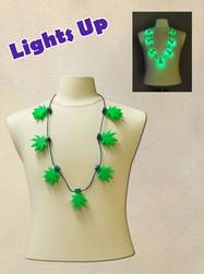 38" Necklace with 7 Blinking Marijuana