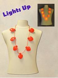38" Necklace with 7 Blinking Red Hearts