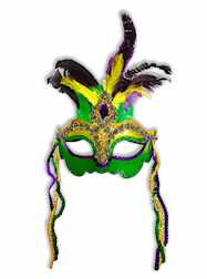 Purple, Green and Gold Sequin and Feather Mardi Gr