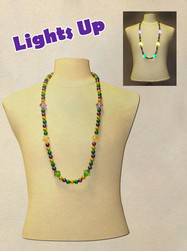 33" 12MM Purple, Green and Gold LED Faceted Mardi Gras Beads