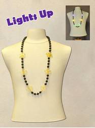 38" 12MM Black 6MM Gold 6 LED Fleur De Lis