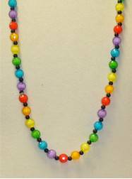 38" 12MM Rainbow with Black Spacer Beads