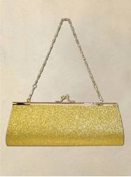 Fun Accessories - Gold Glitter Mardi Gras Clutch Purse