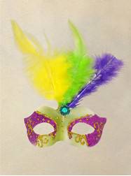Magnetic Purple, Green & Gold Feather Mask