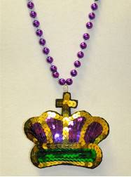 36" 10MM Sequin Crown on Metallic Purple Bead